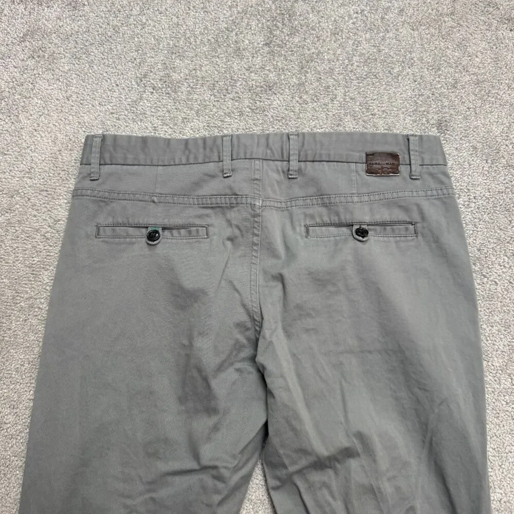 Zara Man Basic Collection Chino Pants Men 34 Gray Straight Leg Flat Front Cotton